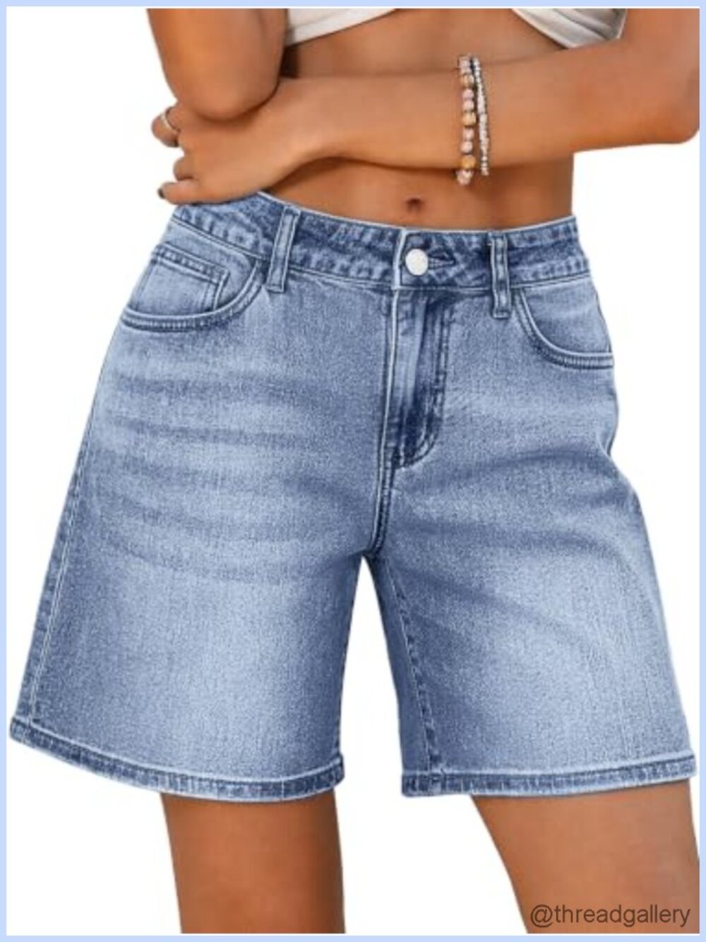 Women's Baggy Jean Shorts Low Rise Stretchy Jorts Y2K A-Line Casual